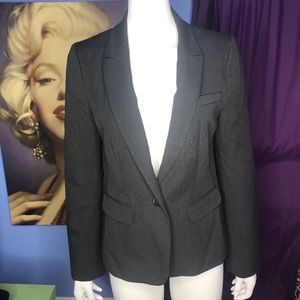 Ann Taylor Loft Grey Fitted Blazer w/ Faux Pockets